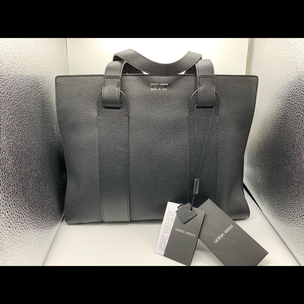 Authentic Giorgio Armani black leather tote